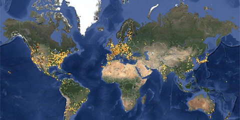 Globe at Night light pollution map 
