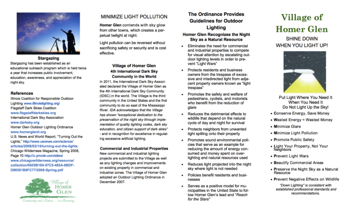 Homer Glen IDSC lighting brochure (front)