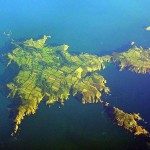 An aerial photo of Sark, Channel Islands.