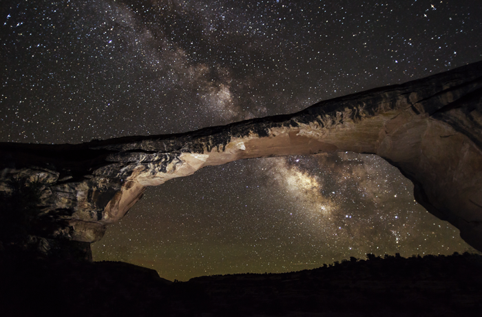 The Milky Way over Owachomo Bridge at Natural Bridges National Monument, Utah. Photo by Jacob W. Frank.