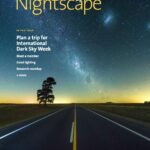 Cover of Nightscape magazine #107 showing a road narrowing off into the distance, with a starry night sky above the horizon