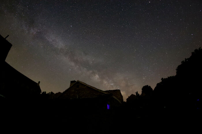 View of the Milky Way above Jelsa at night.